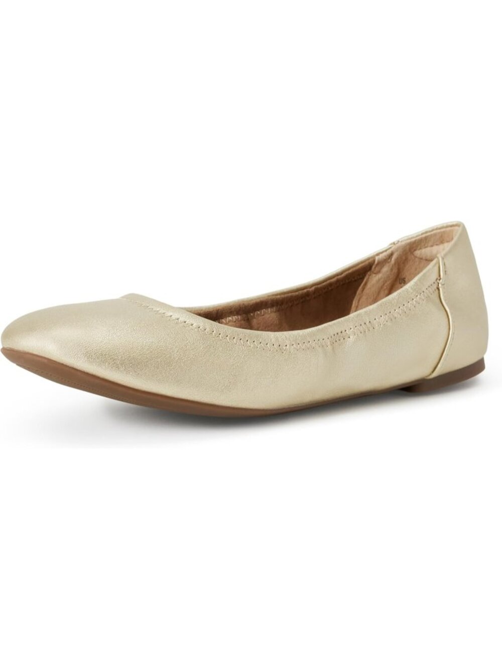 Women's Gold Faux Leather Synthetic Comfortable Slip-On Ballet Flat Shoes